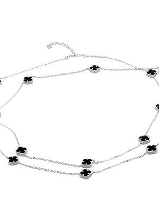 Срібне кольє з натуральним оніксом (100-105 см розмір) 660001363