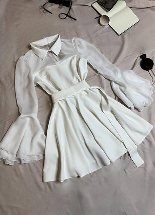 Ніжна сукня з шифоновими рукавами та воланами❤️