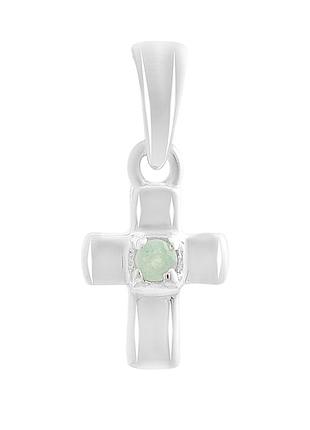 Серебряный крестик с изумрудом 0.041ct (2151678)