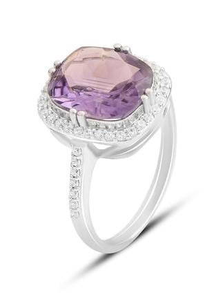 Серебряное кольцо с натуральным аметистом 4.732ct (17.5см размер) 2157724