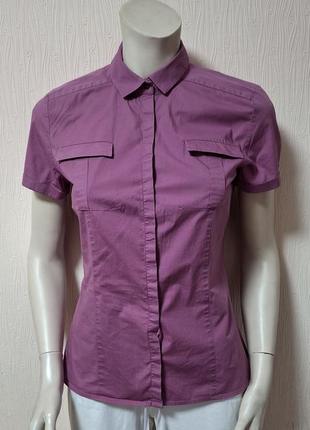 Шикарна приталена сорочка баклажанового кольору hugo boss made in romania