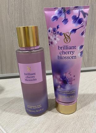 Парфумований набір для тіла міст + лосьйон victoria’s secret brilliant cherry blossom.