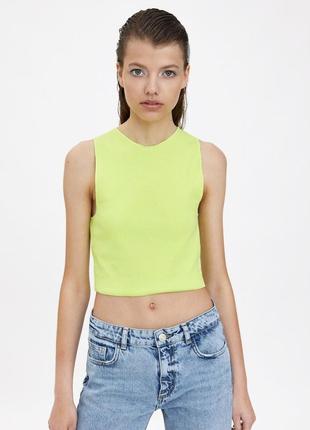 Майка топ салатового кольоруу рубчик zara