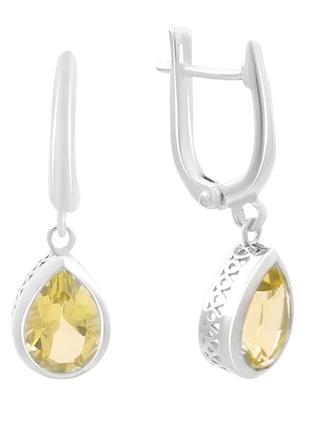 Серебряные серьги с натуральным зеленим кварцем 3.47ct (2162179)