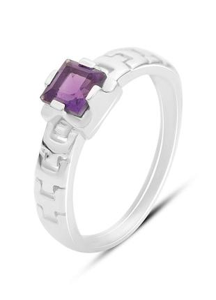 Срібне кільце з натуральним аметистом 0.633ct (17.5/18 см розміри) 2163299
