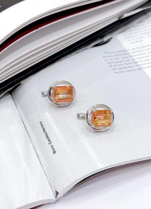 Серебряные серьги с натуральным золотим кварцем 6.95ct (2165859)2 фото