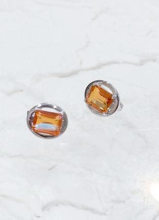 Серебряные серьги с натуральным золотим кварцем 6.95ct (2165859)6 фото