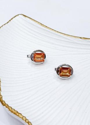 Серебряные серьги с натуральным золотим кварцем 6.95ct (2165859)7 фото