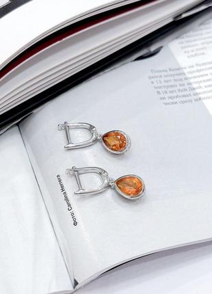 Серебряные серьги с натуральным золотим кварцем 3.58ct (2165750)2 фото