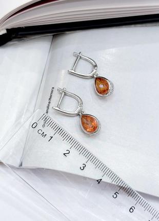 Серебряные серьги с натуральным золотим кварцем 3.58ct (2165750)4 фото