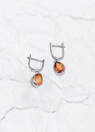 Серебряные серьги с натуральным золотим кварцем 3.58ct (2165750)6 фото