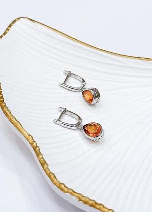 Серебряные серьги с натуральным золотим кварцем 3.58ct (2165750)7 фото
