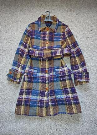 Жіноче шерстяне пальто в клетку tommy hilfiger шерсть цветная клетка size l