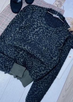 Теплий джемпер zara m джемпер в леопардовий принт в’язана кофта зара