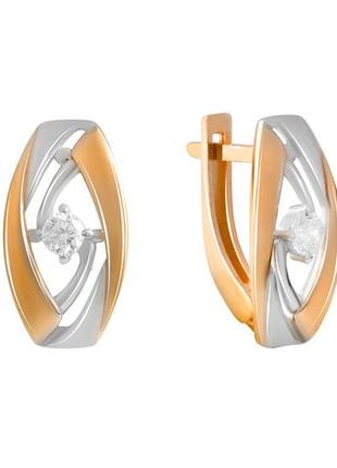 Золотые серьги с фианитами 0.08ct (213344504)