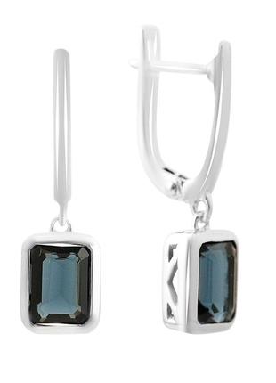 Серебряные серьги с сапфиром nano 2.963ct (2174684)