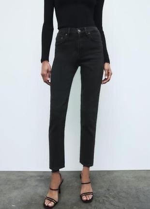 Базові чорні slim джинси з високою посадкою zara