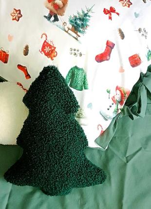 Подушка елка новогодних постель детская полуторная