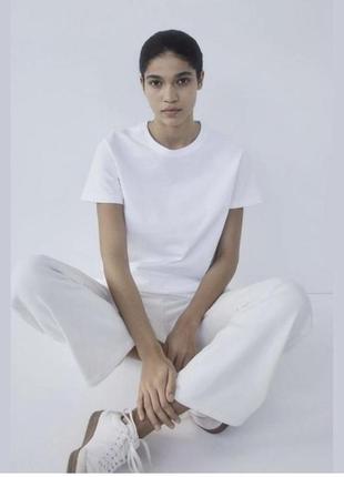 Женская футболка белая базовая по фигуре h&m