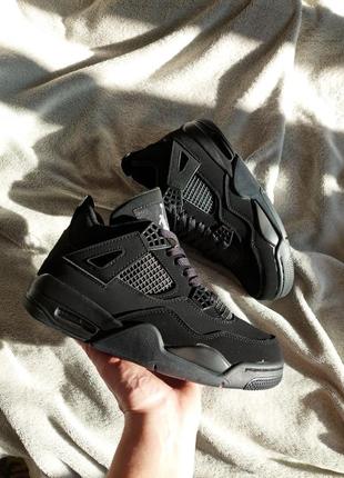 Кросівки унісекс джордан nike air jordan 4 cat black чорні