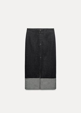 Джинсова спідниця zw collection з розрізом