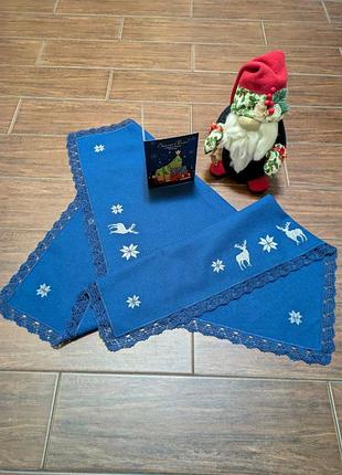 Скатертина новорічна різдвяна з оленями handmade