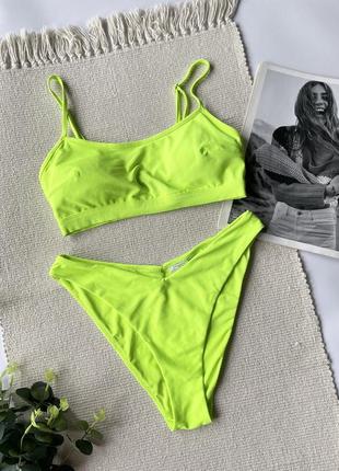75с/l стильний трендовий неоновий купальник в дрібний рубчик h&m