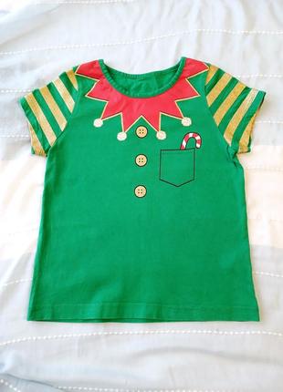 🎄новорічна натуральна футболка ельфа помічник санти