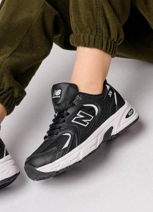 Термо кроссовки new balance 530 fleece black white утепленные на флисе