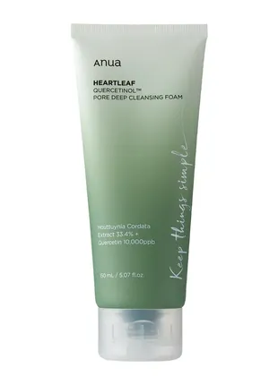 Пінка для глибокого очищення anua heartleaf quercetinol pore deep cleansing foam 150ml