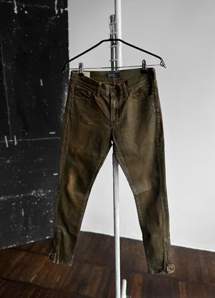Polo ralph lauren womens premium brown tapered fit zipper jeans женские, премиальные джинсы