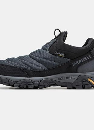 Мужские термо кроссовки merrell gore-tex black grey