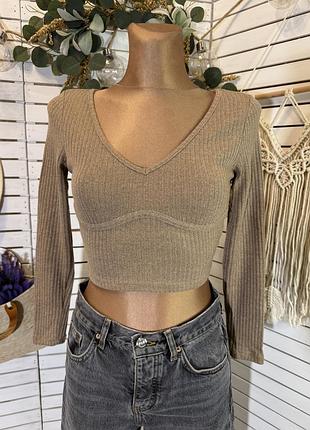 Женский кроп топ в рубчик