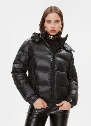 Курта juicy couture, черная базовая куртка, черный пуховик, теплый пуховик, утепленная куртка на зиму, куртка с гусиным пухом