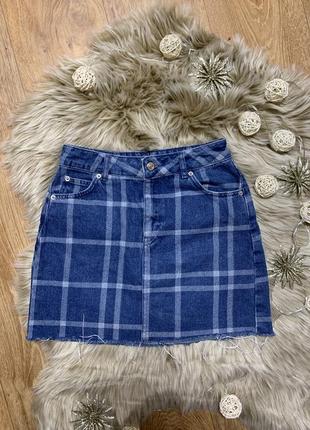 Женская джинсовая юбка в клетку короткая юбка topshop новая юбка мини
