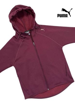Кофта женская спортивная puma бордового цвета с капюшоном