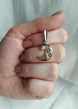 Подвеска серебряная с позолотой месяц