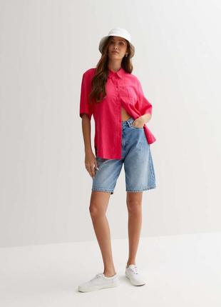 Рубашка с коротким рукавом лен +вискоза