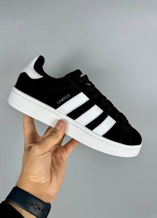 Кроссовки adidas campus black white мех -20