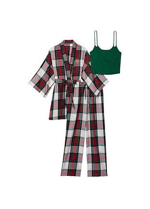 Фланелева комплект для дома 3 в 1, піжама