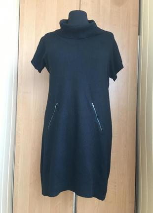 Чёрное вязаное платье с коротким рукавом от persona (marina rinaldi), размер l-xl