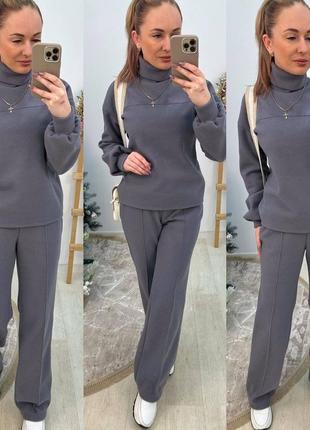 Женский тёплый брючный ангоровый костюм комплект двойка,жіночий теплий брючний костюм двій...