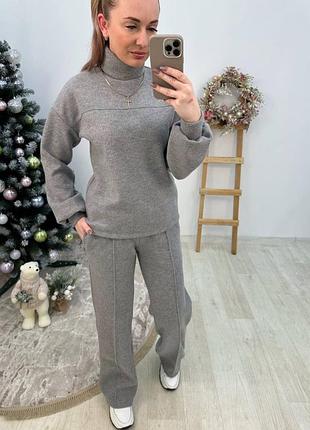 Женский тёплый брючный ангоровый костюм комплект двойка,жіночий теплий брючний костюм двій...
