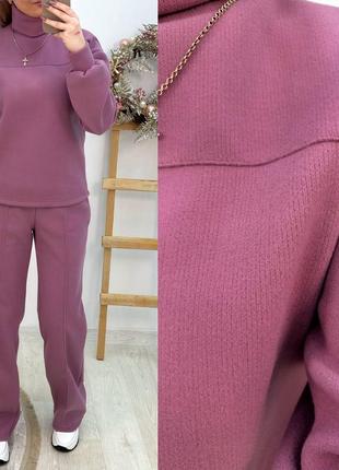 Женский тёплый брючный ангоровый костюм комплект двойка,жіночий теплий брючний костюм двій...