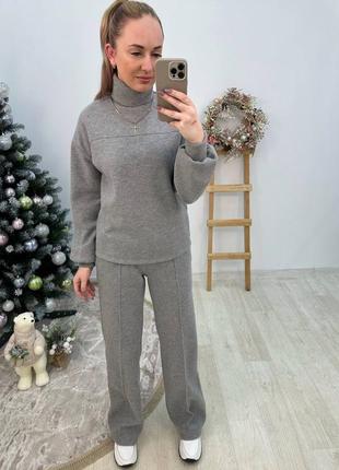 Женский тёплый брючный ангоровый костюм комплект двойка,жіночий теплий брючний костюм двій...