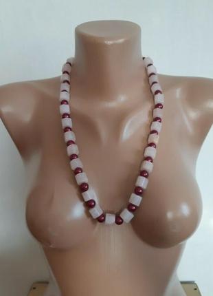 Намисто кольє з рожевого кварцу