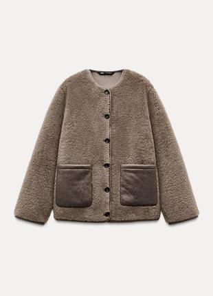 Zara куртка из искусственной овчины zw collection