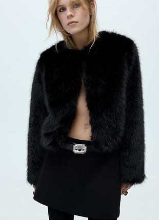 Zara укорочена шуба зі штучного хутра