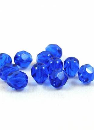 Намистины чешские стеклянные граненые 3mm синие.50шт