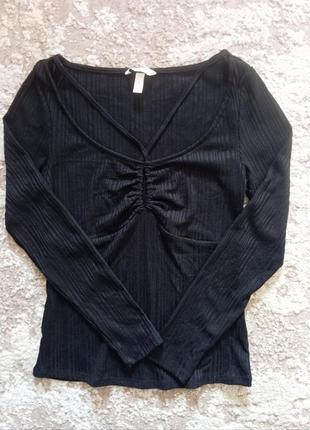 Лонгслив женский, кофта с вырезом, черневая кофточка